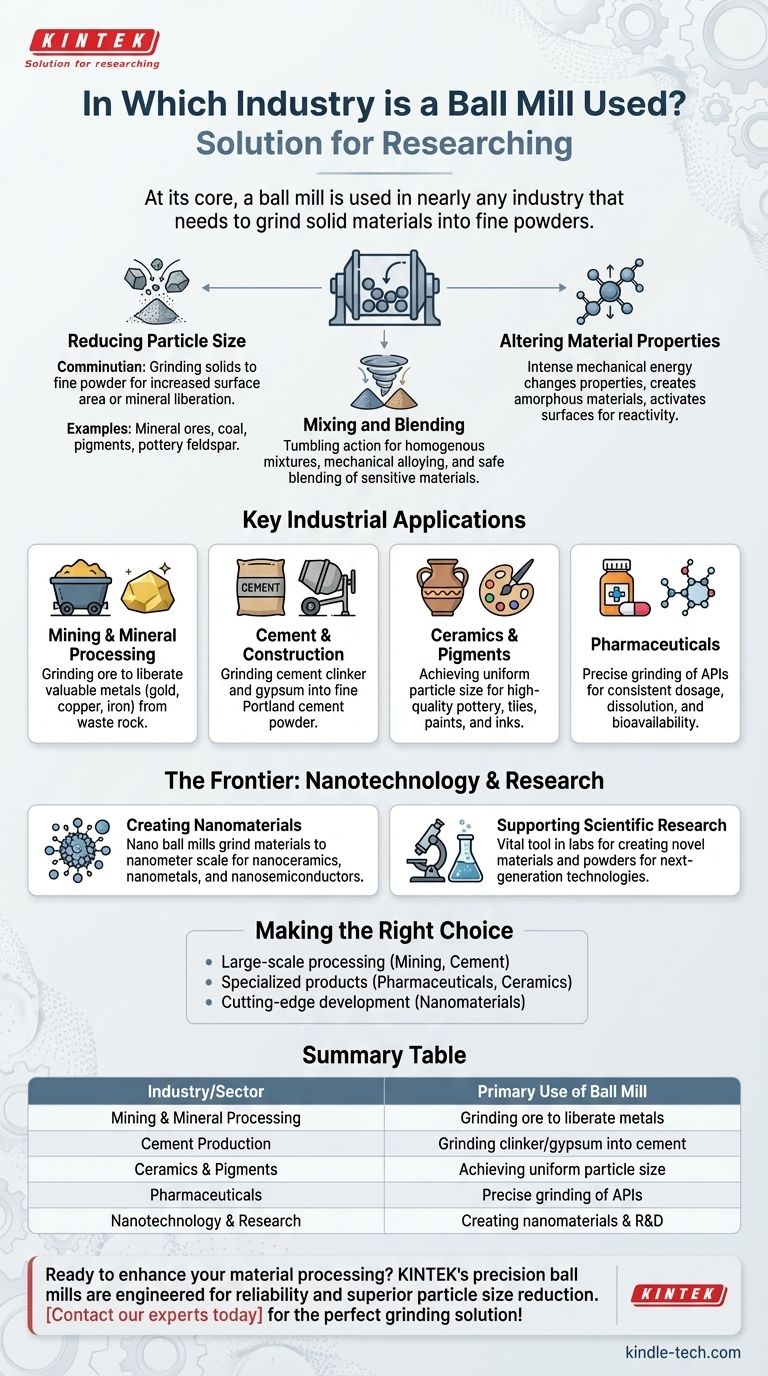 ボールミルはどの産業で使用されていますか？鉱業からナノテクノロジーまで、多用途な粉砕の可能性を解き放つ ビジュアルガイド