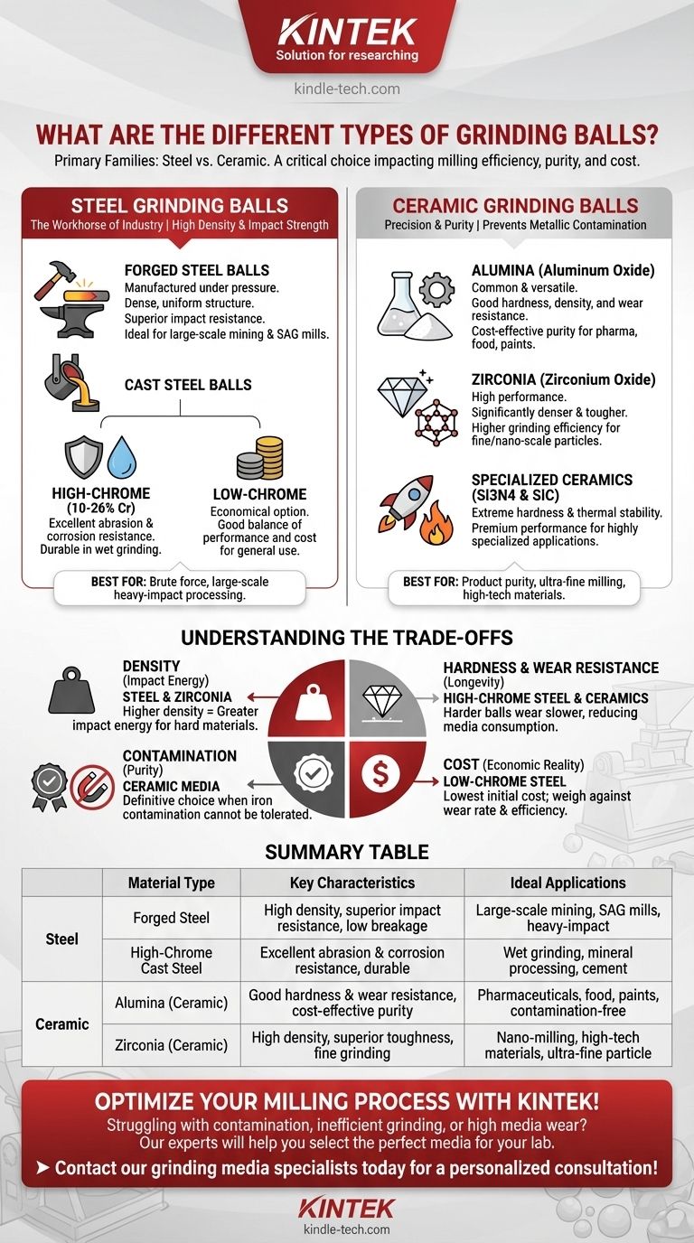 ¿Cuáles son los diferentes tipos de bolas de molienda? Una guía sobre medios de acero frente a cerámica para una molienda óptima Guía Visual