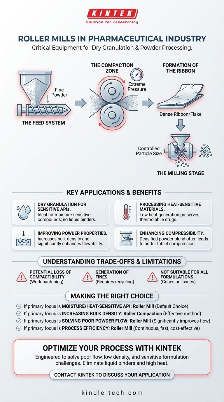 ما هو استخدام مطحنة الأسطوانة في صناعة الأدوية؟ أداة رئيسية للتحبيب الجاف دليل مرئي