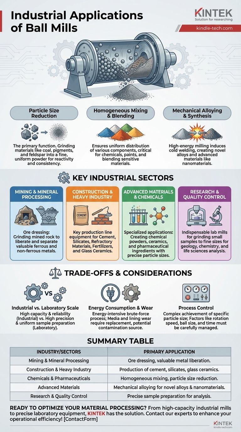 ボールミルの産業用途は何ですか？鉱業からナノマテリアルまで ビジュアルガイド