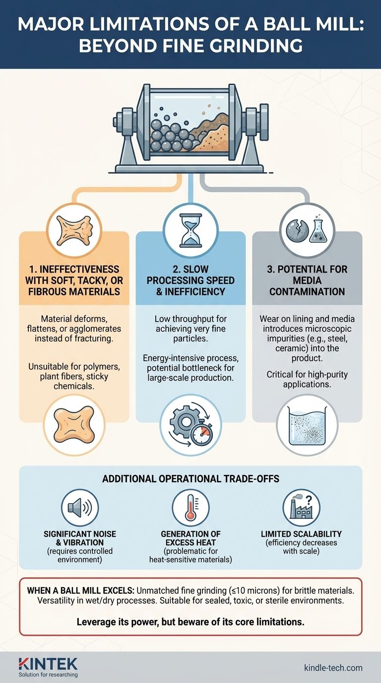 球磨机的主要局限性是什么？对软性、粘性或纤维材料无效 图解指南