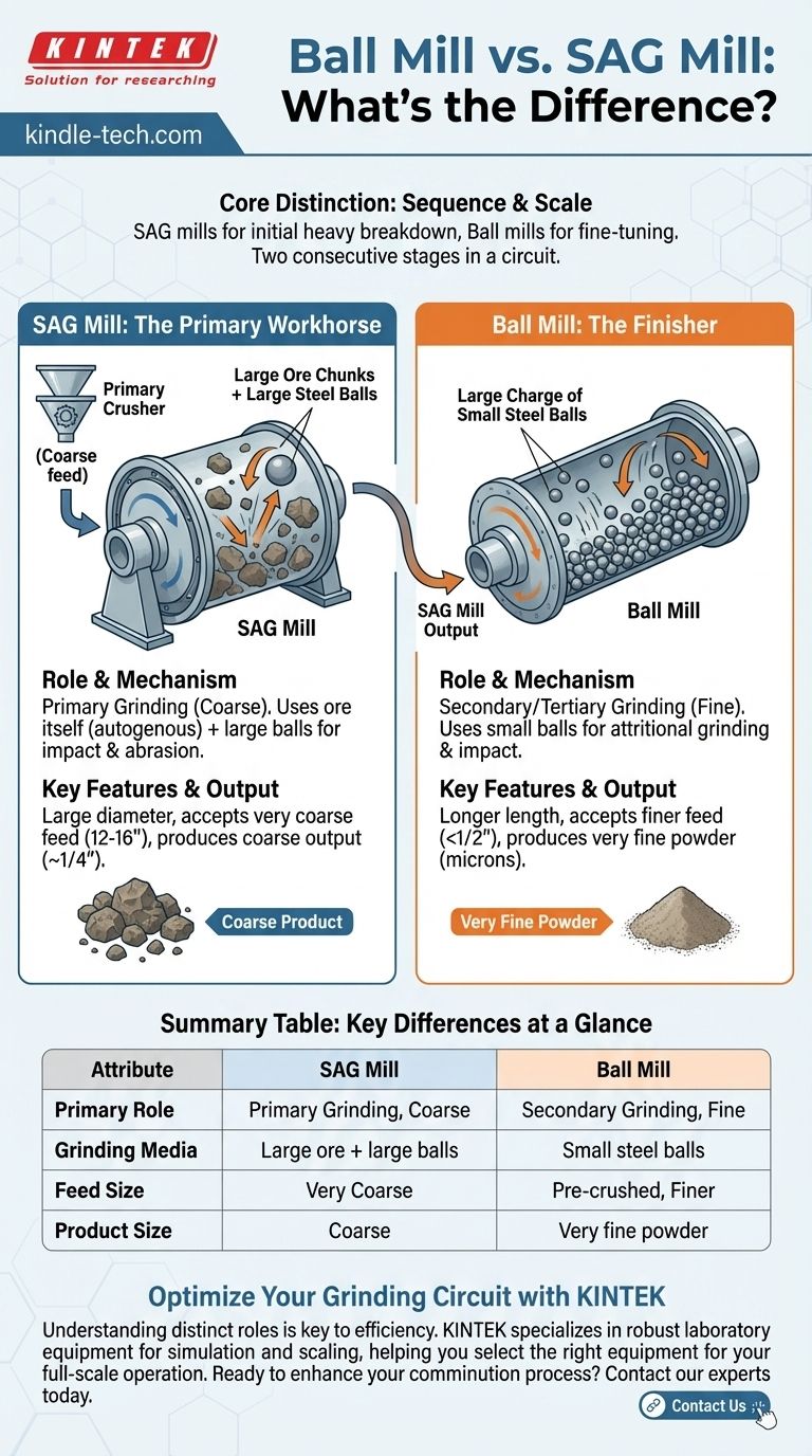 What is the difference between a ball mill and a sag mill? A Guide to Primary vs. Secondary Grinding Visual Guide