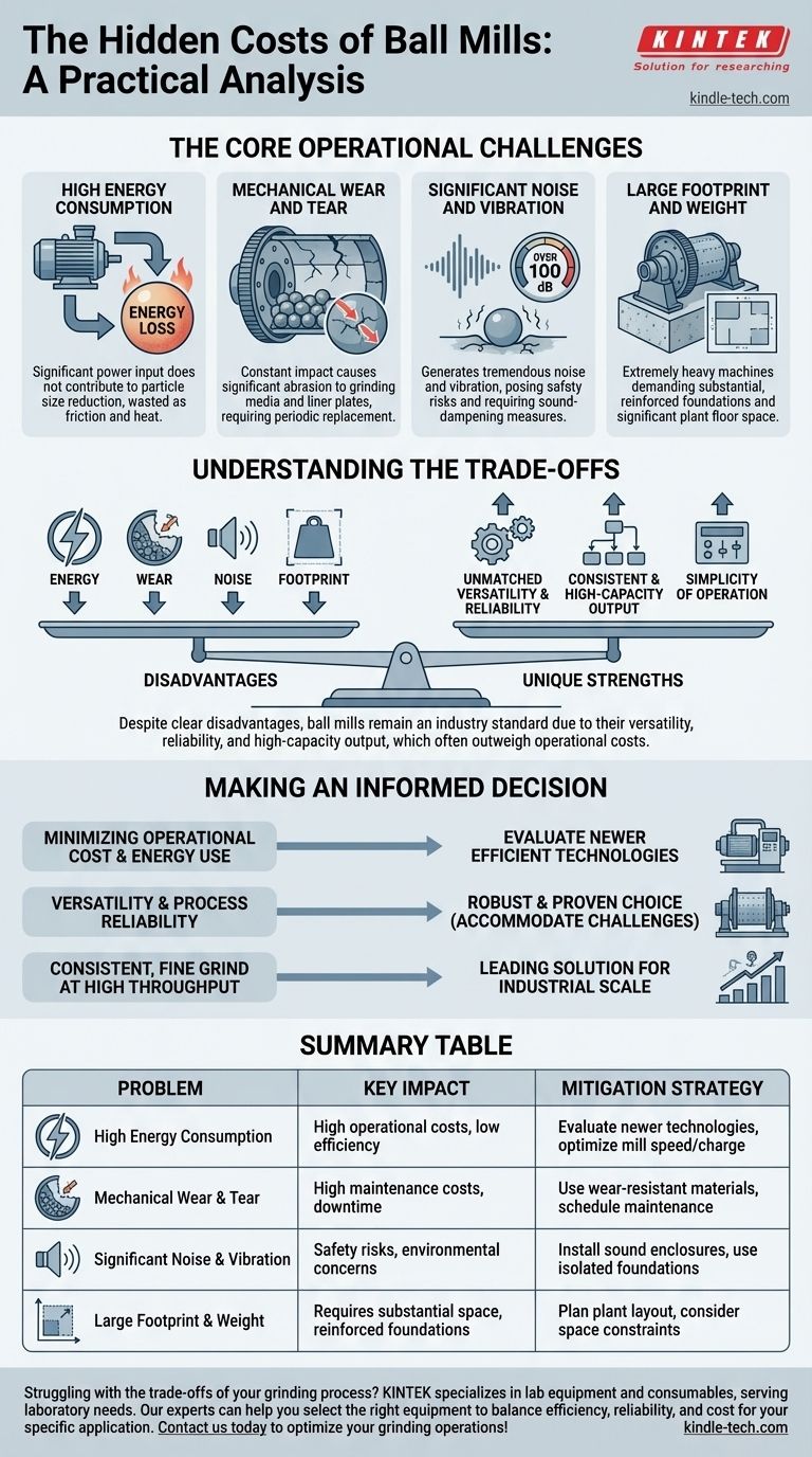 ما هي مشاكل مطاحن الكرات؟ شرح الاستهلاك العالي للطاقة والضوضاء وتآكل المكونات دليل مرئي