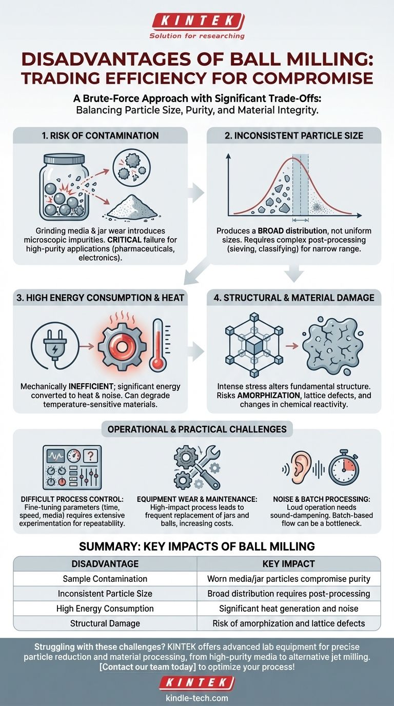 ボールミリングの欠点は何ですか？粒度減少における主な制限 ビジュアルガイド