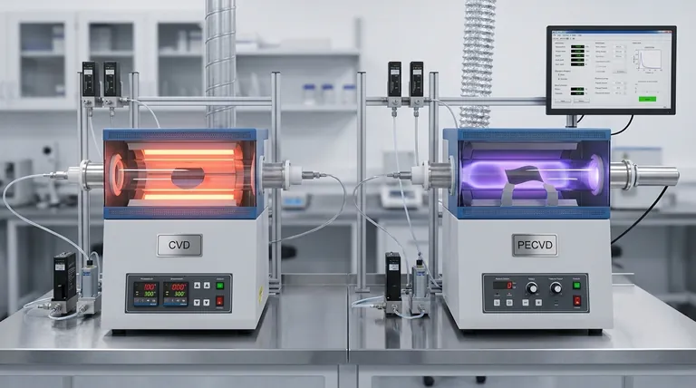 Qual è la differenza tra PECVD e CVD? Sblocca il giusto metodo di deposizione di film sottili