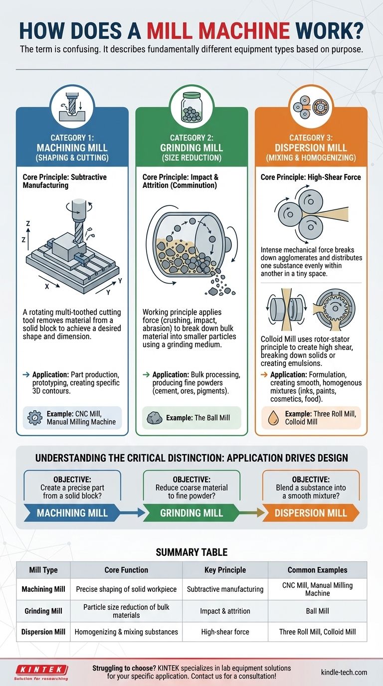 밀링 머신은 어떻게 작동하나요? 3가지 핵심 유형 이해: 성형, 분쇄, 혼합 시각적 가이드