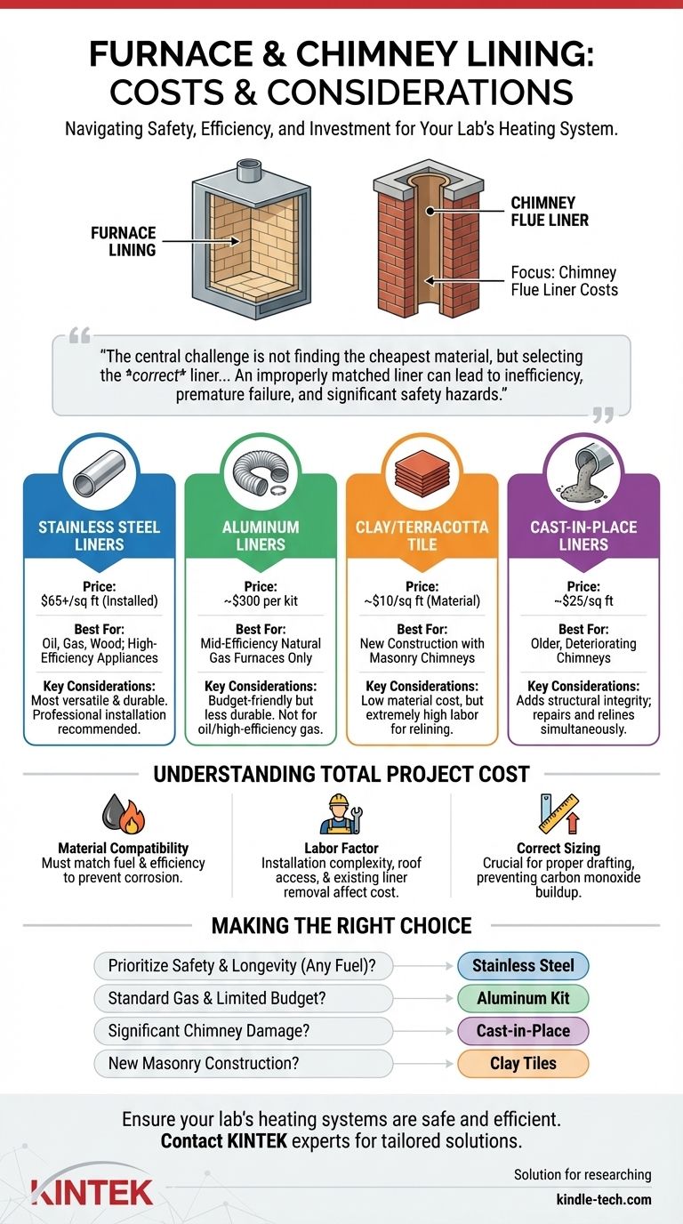 ¿Cuál es el costo del revestimiento de hornos? Una guía sobre materiales y precios de revestimientos de conductos de chimenea Guía Visual