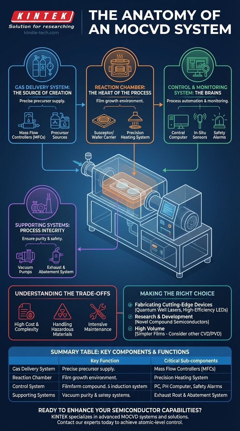 ما هي مكونات الترسيب الكيميائي للبخار العضوي المعدني (MOCVD)؟ تحليل مفصل لنظام الترسيب المتقدم هذا دليل مرئي
