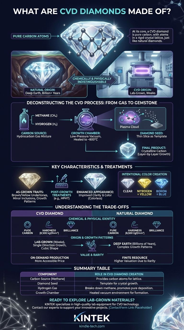 مما تتكون ماسات الترسيب الكيميائي للبخار (CVD)؟ اكتشف العلم وراء الأحجار الكريمة المزروعة في المختبر دليل مرئي