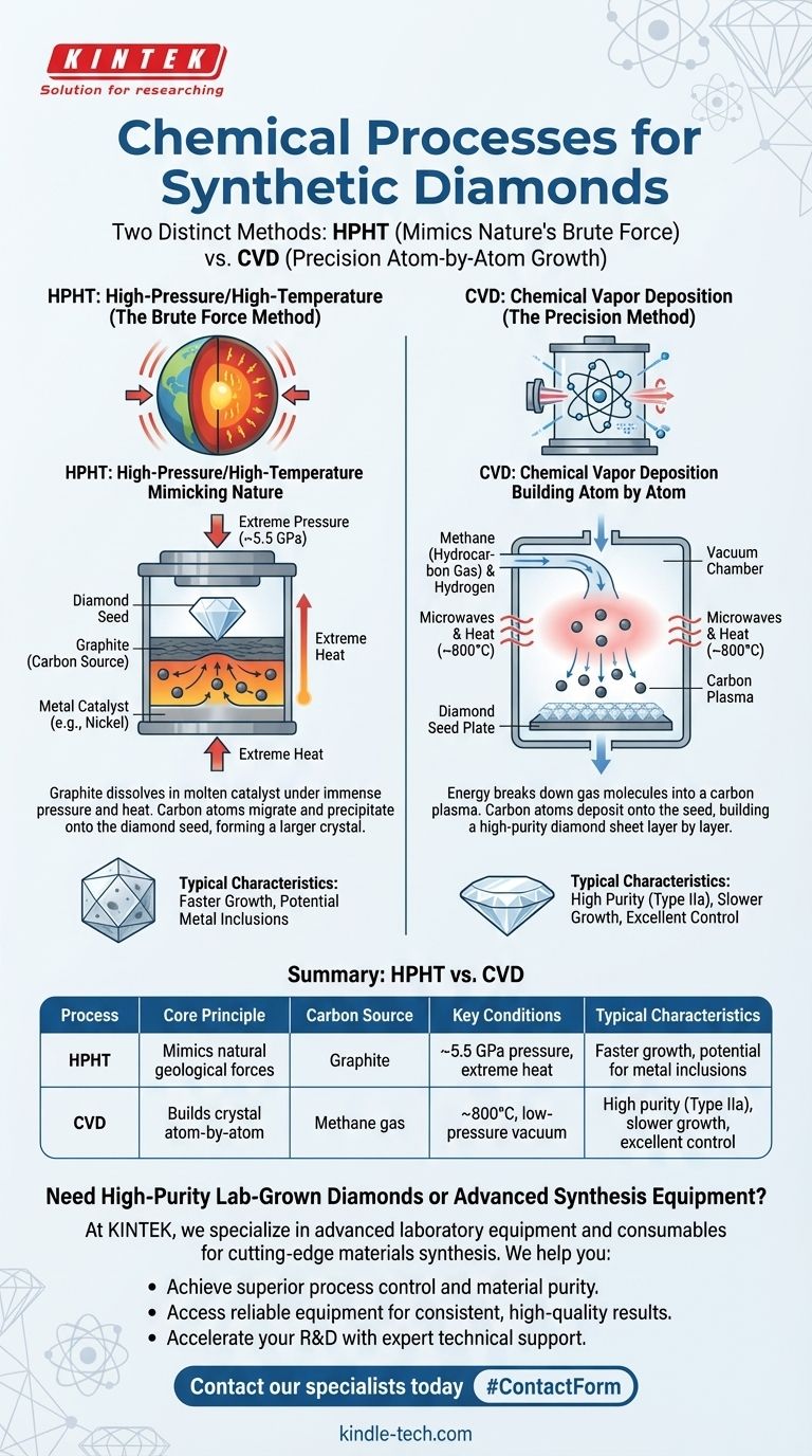 制造合成钻石所使用的化学过程是什么？探索高温高压法 (HPHT) 与化学气相沉积法 (CVD) 图解指南