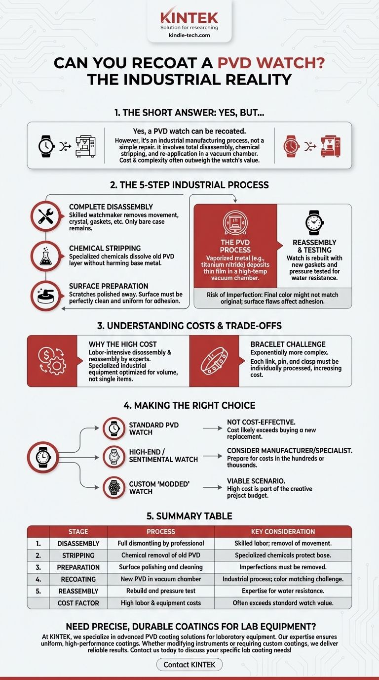 هل يمكنك إعادة طلاء ساعة PVD؟ فهم العملية المعقدة والمكلفة دليل مرئي