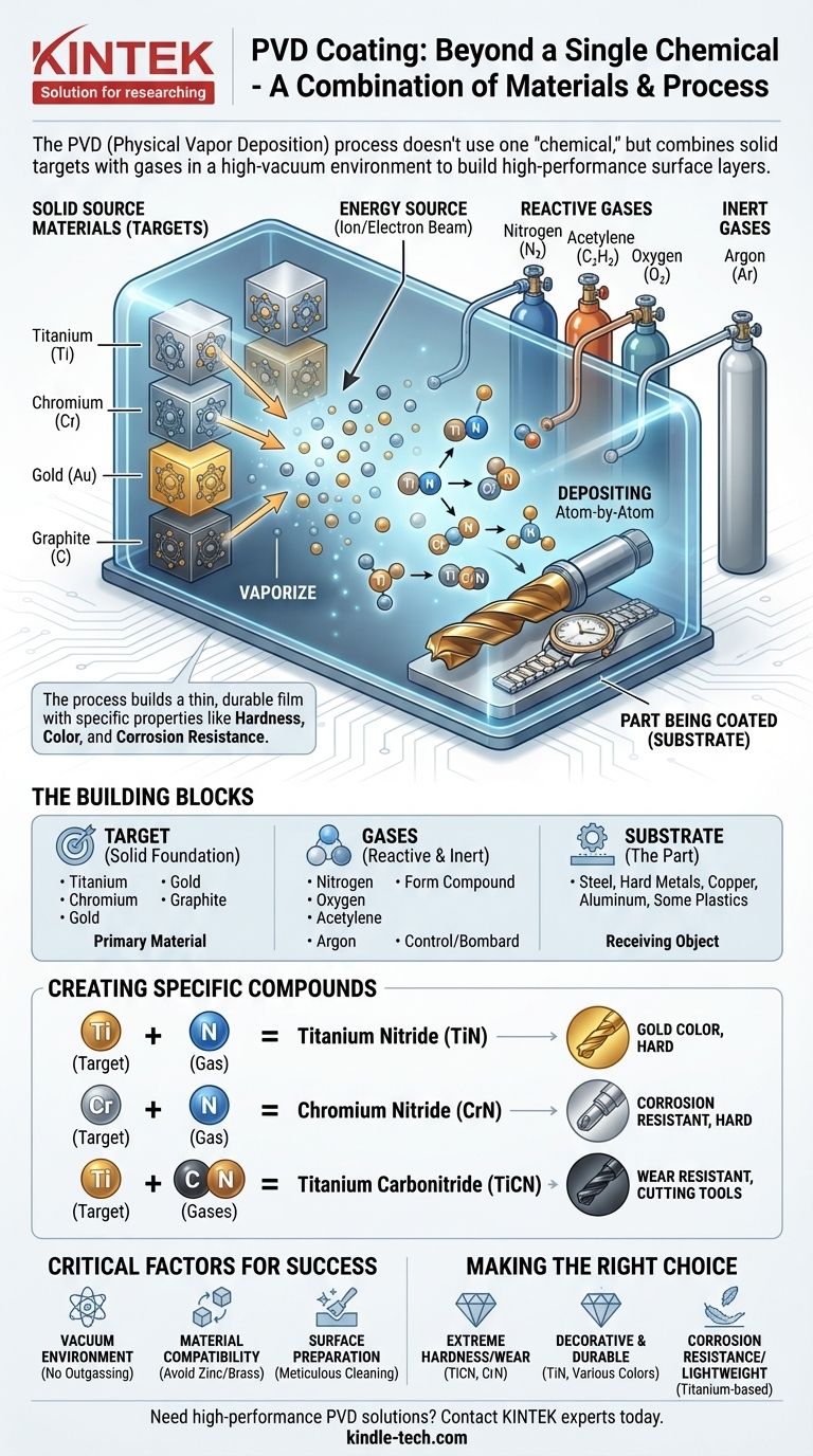 ¿Qué sustancia química se utiliza en el recubrimiento PVD? La verdad sobre los blancos, los gases y los compuestos ingenierizados Guía Visual