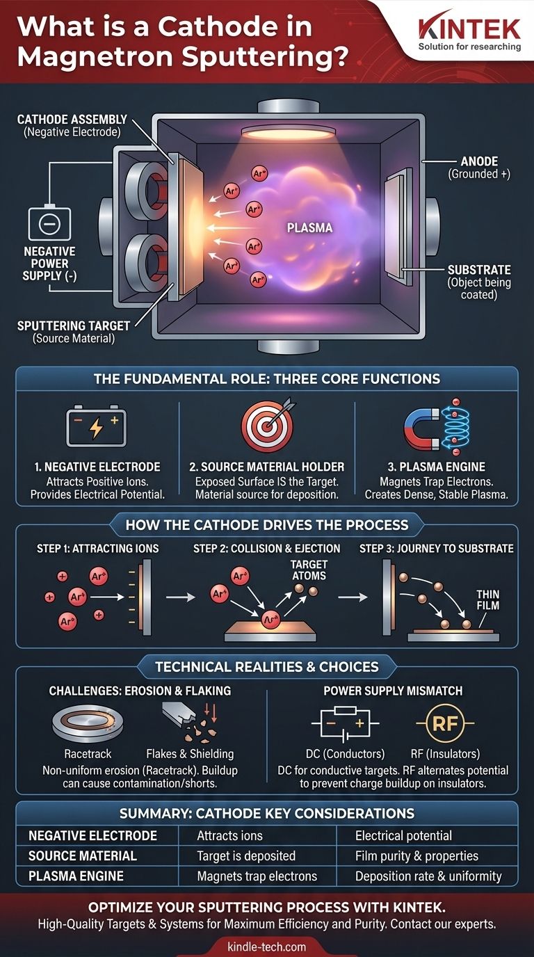 ما هي الكاثود في الترسيب بالرش المغناطيسي؟ قلب عملية ترسيب الأغشية الرقيقة لديك دليل مرئي