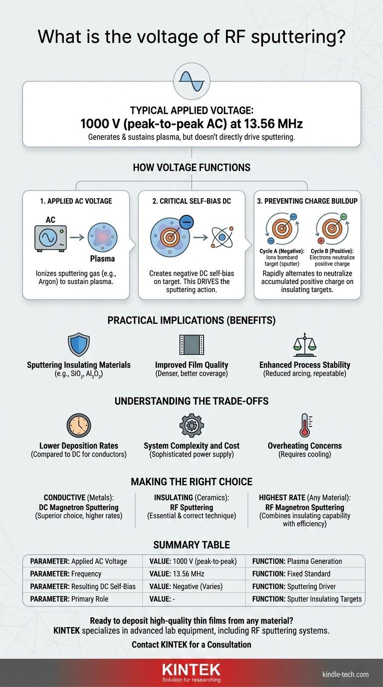 What is the voltage of RF sputtering? A Deep Dive into the 1000V AC Signal & Self-Bias Mechanism Visual Guide