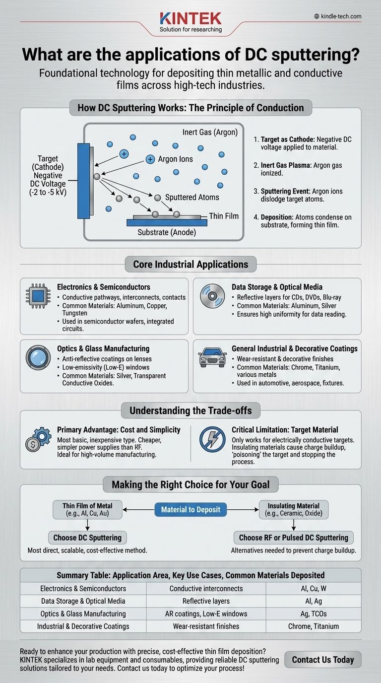 Was sind die Anwendungen des DC-Sputterns? Erzielen Sie hochwertige leitfähige Beschichtungen für Ihre Branche Visuelle Anleitung
