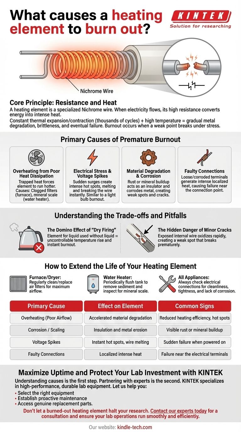 Was führt dazu, dass ein Heizelement durchbrennt? Verhindern Sie kostspielige Ausfälle und verlängern Sie die Lebensdauer Ihrer Geräte. Visuelle Anleitung
