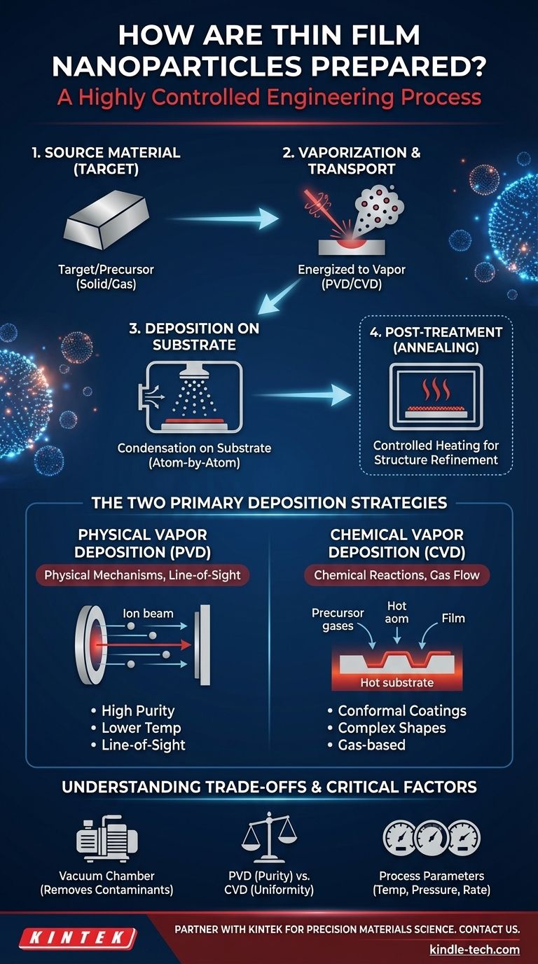 كيف يتم تحضير الجسيمات النانوية ذات الأغشية الرقيقة؟ دليل لطرق الترسيب PVD و CVD دليل مرئي