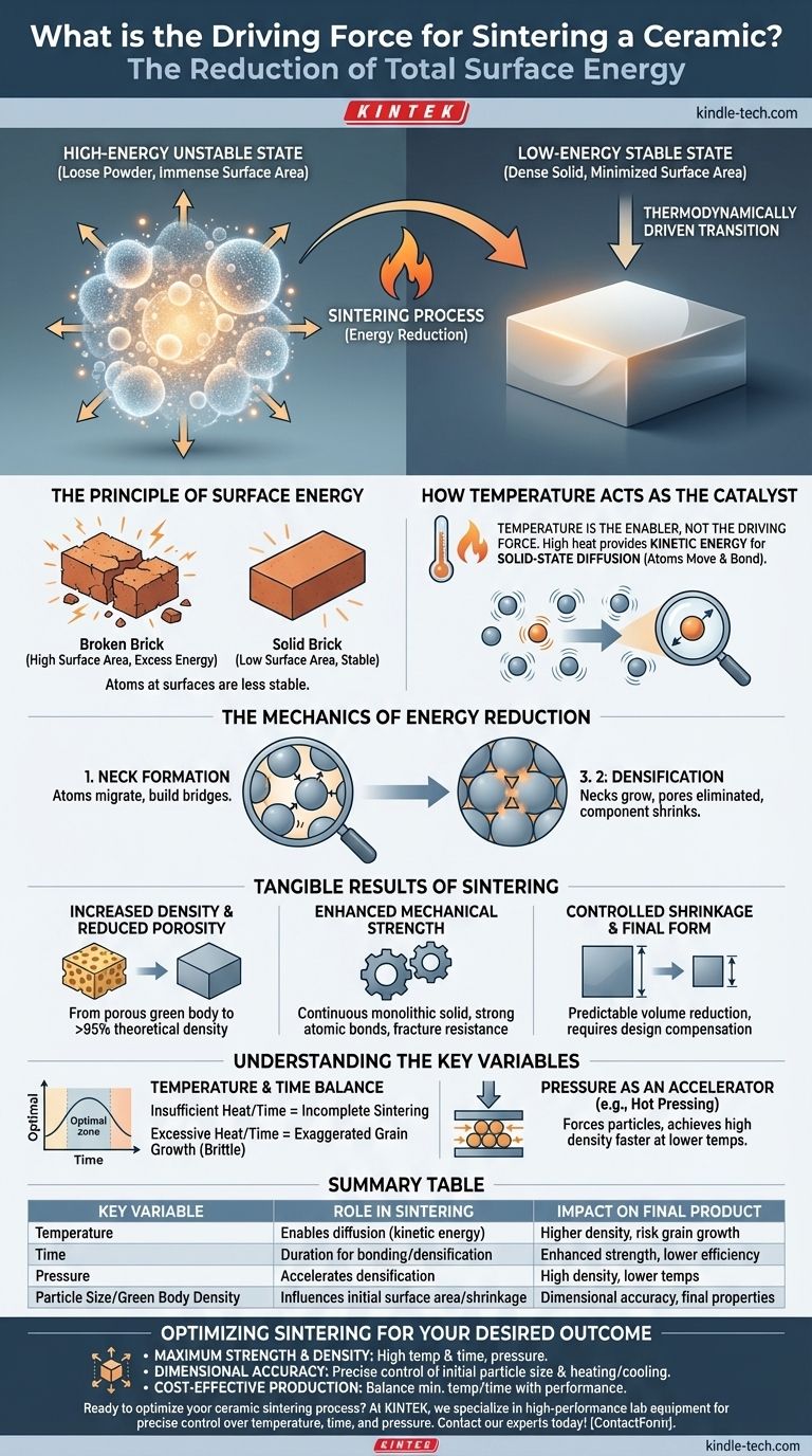 Was ist die treibende Kraft beim Sintern einer Keramik? Nutzung der Energieeinsparung für stärkere Materialien Visuelle Anleitung