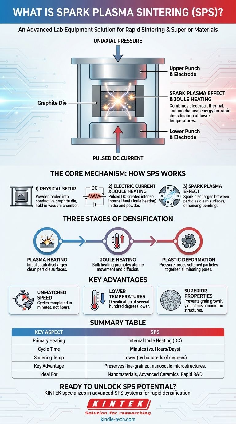 Qual è il processo della sinterizzazione a plasma scintillante? Ottenere una densificazione rapida e ad alte prestazioni dei materiali Guida Visiva