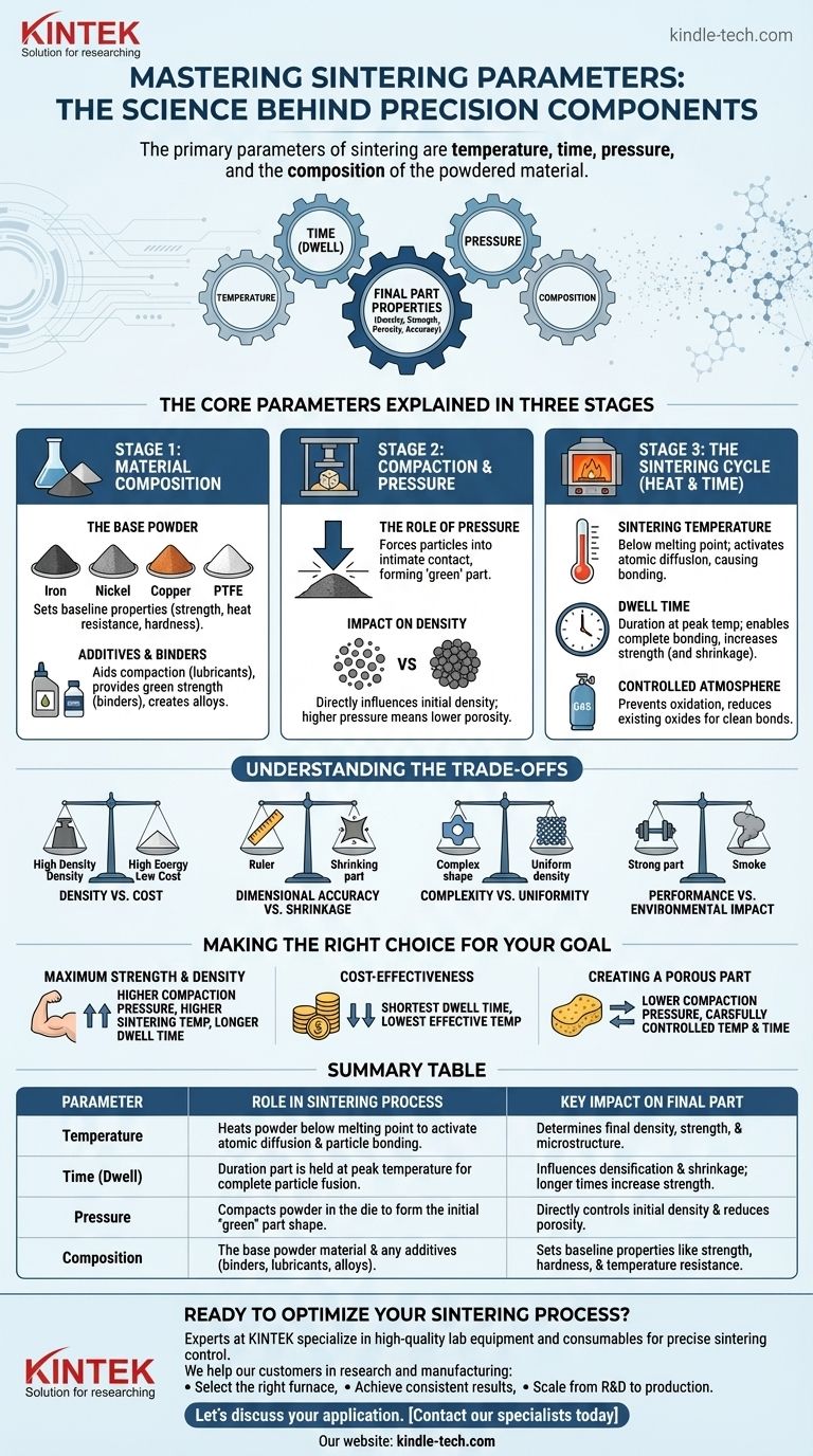 Quels sont les paramètres du frittage ? Maîtriser la température, le temps, la pression et la composition Guide Visuel