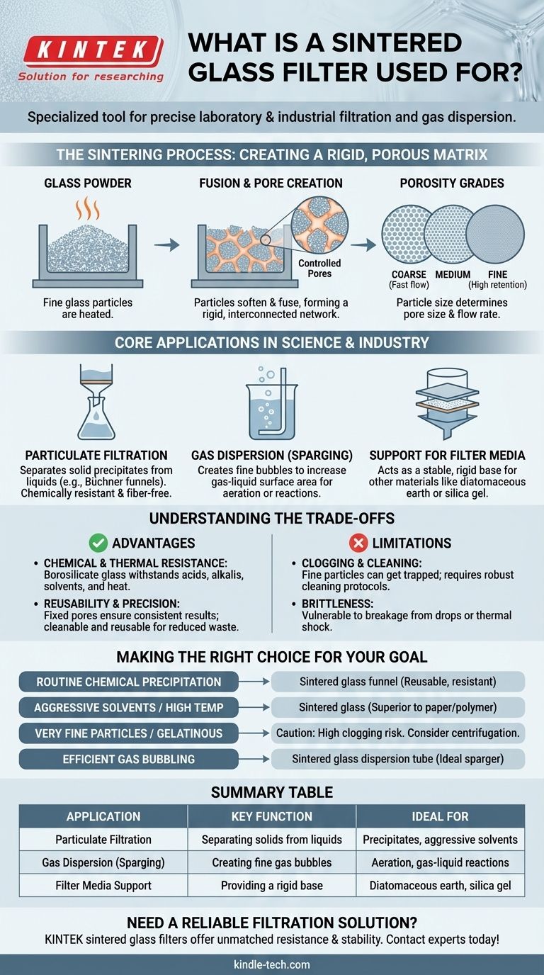 Wofür wird ein Sinterglasfilter verwendet? Erzielen Sie präzise, chemikalienbeständige Filtration Visuelle Anleitung