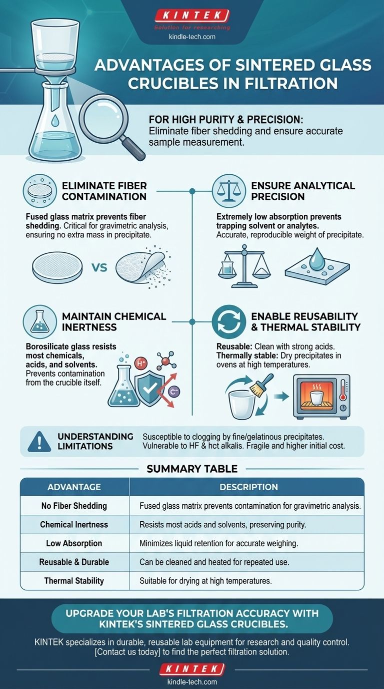 Welche Vorteile bietet ein Sinterglas-Tiegel bei der Filtration? Erzielen Sie Reinheit und Präzision in Ihrem Labor Visuelle Anleitung
