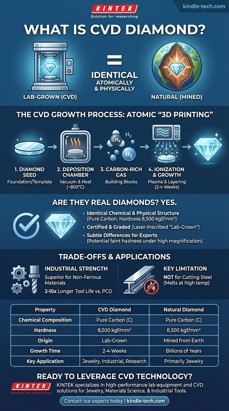 ما هو الماس الناتج عن ترسيب البخار الكيميائي (CVD)؟ الدليل الشامل للماس المزروع في المختبر واستخداماته دليل مرئي