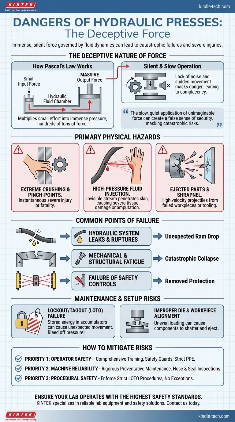 لماذا تعتبر المكابس الهيدروليكية خطيرة في التشغيل؟ اكتشف المخاطر الصامتة والخادعة دليل مرئي