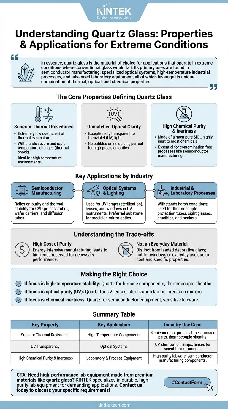 Quali sono gli usi del vetro al quarzo? Essenziale per applicazioni a temperature estreme e UV Guida Visiva