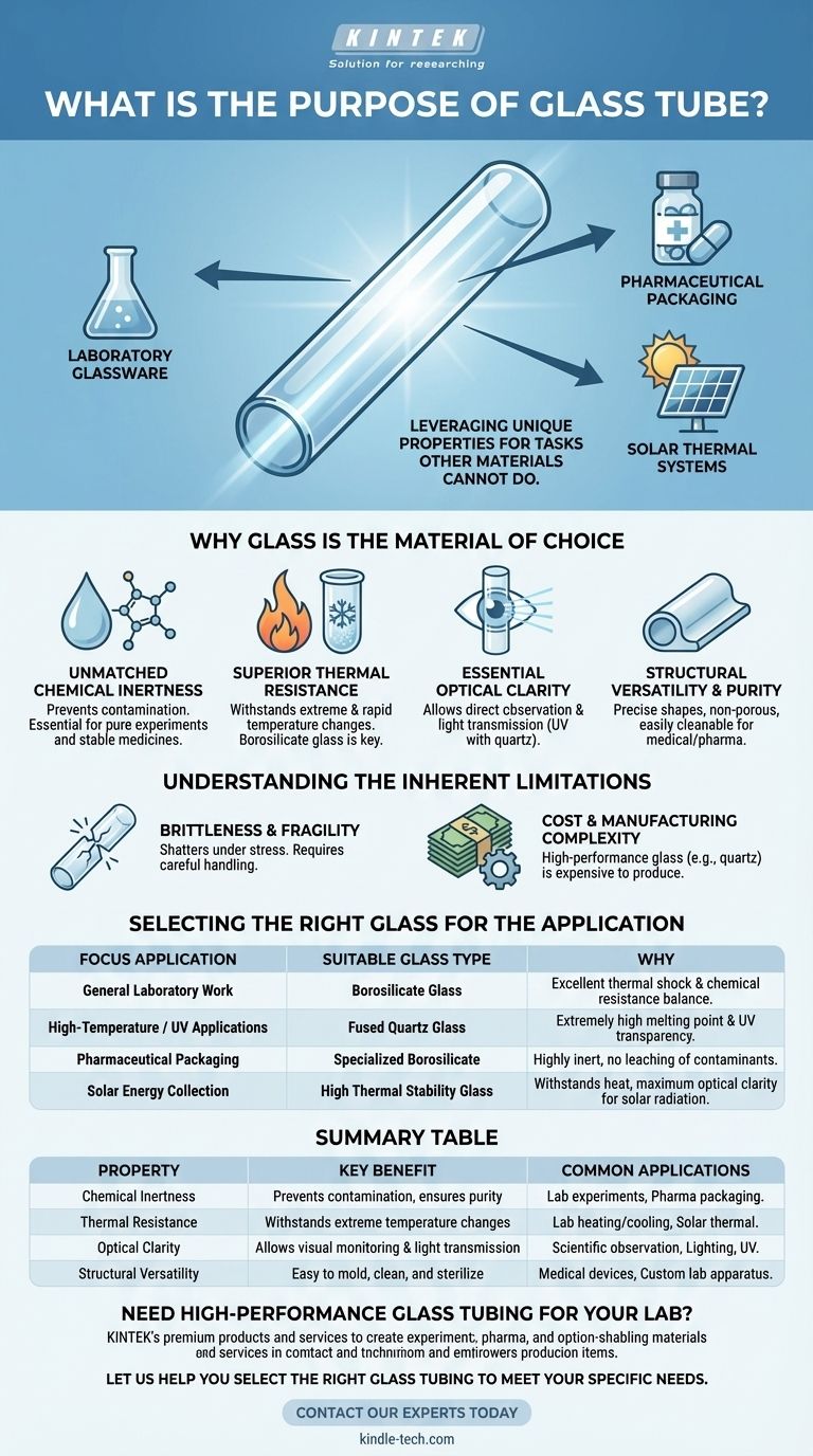 Quel est le but d'un tube en verre ? Tirer parti des propriétés clés pour la science et l'industrie Guide Visuel