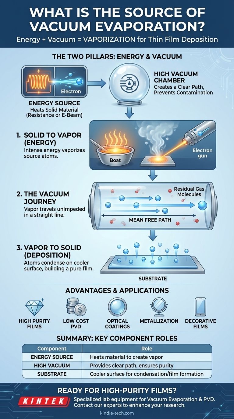 ما هو مصدر التبخير الفراغي؟ الطاقة والفراغ للطلاءات عالية النقاء دليل مرئي