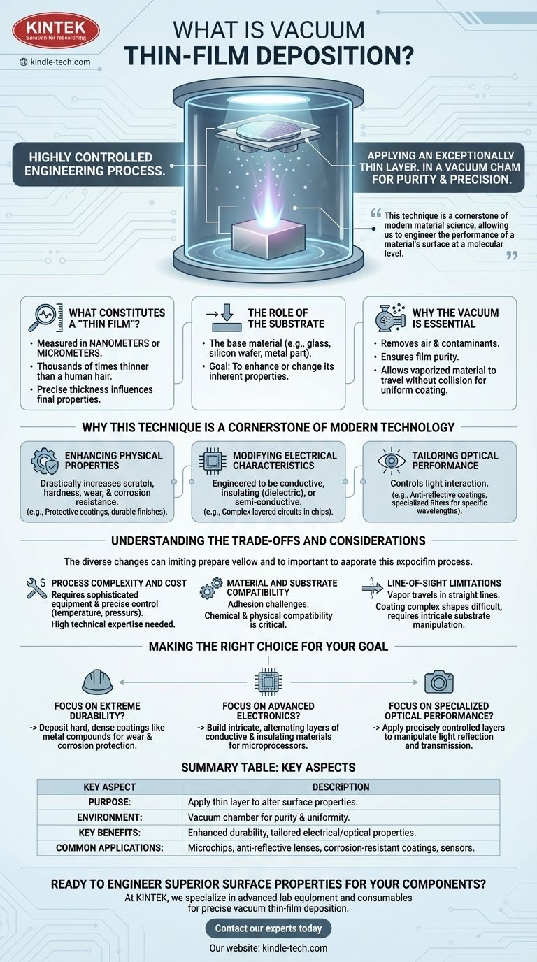 Cos'è la deposizione di film sottili sotto vuoto? La chiave per ingegnerizzare superfici di materiali superiori Guida Visiva