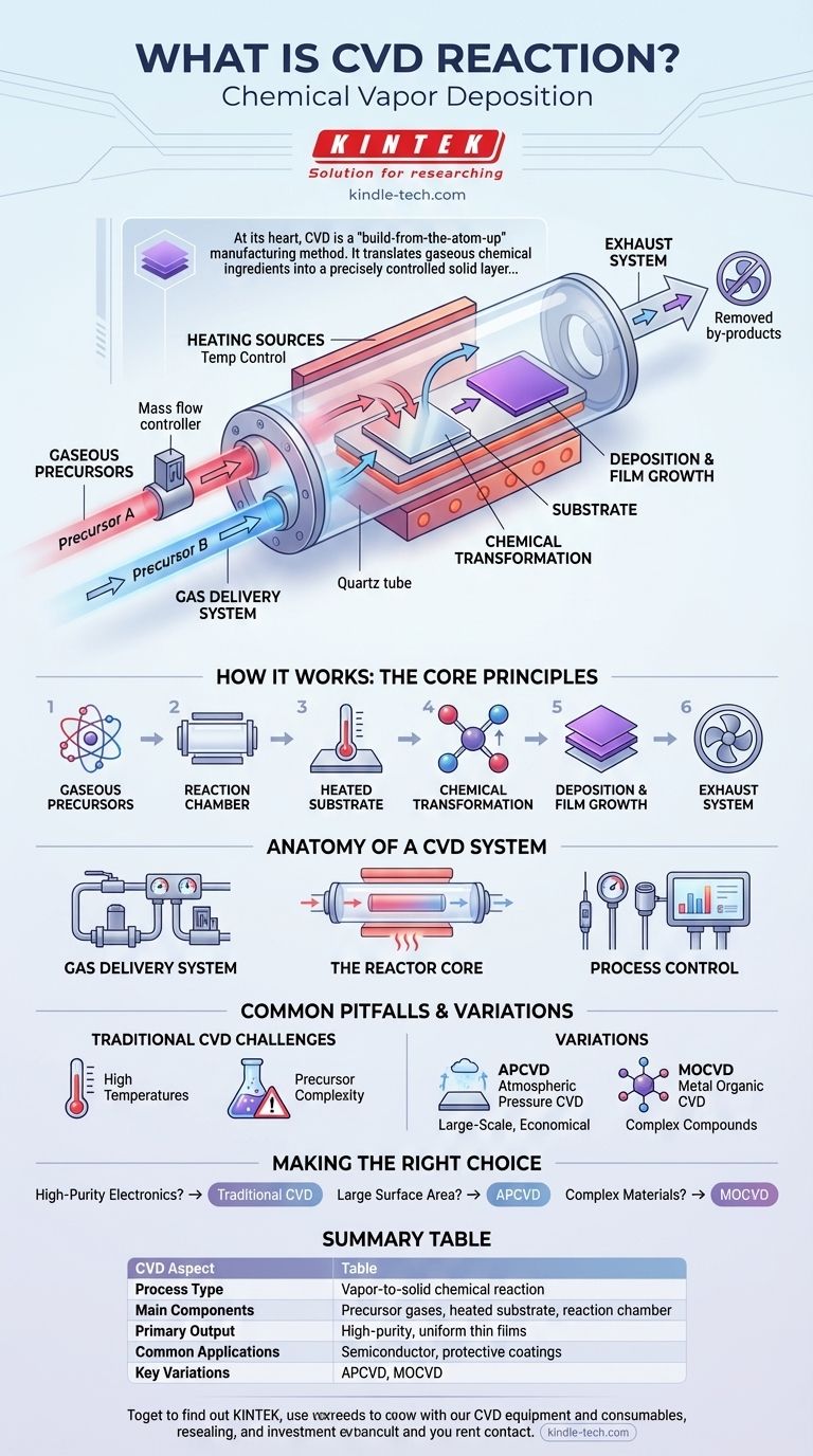 O que é a reação CVD? Um Guia para a Deposição Química a Vapor para Materiais de Alta Pureza Guia Visual