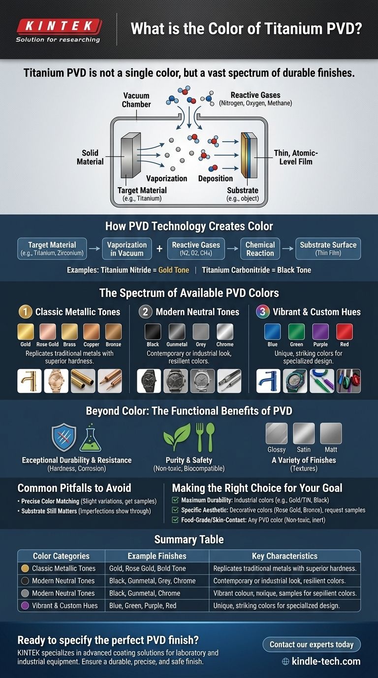 ¿Cuál es el color del PVD de titanio? Descubra un espectro de acabados duraderos y personalizados Guía Visual