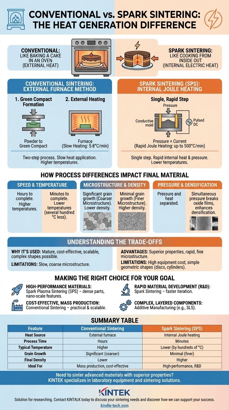Was ist der Unterschied zwischen konventionellem und Funkensintern? Wählen Sie den richtigen Prozess für Ihre Materialien Visuelle Anleitung