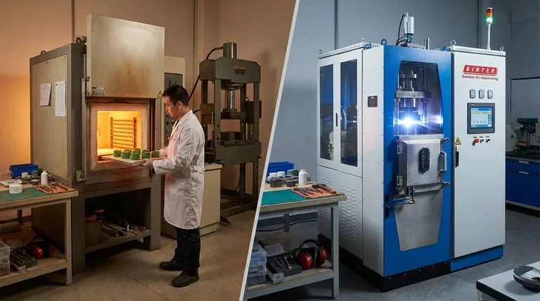 Qual é a diferença entre sinterização convencional e por faísca? Escolha o Processo Certo para Seus Materiais