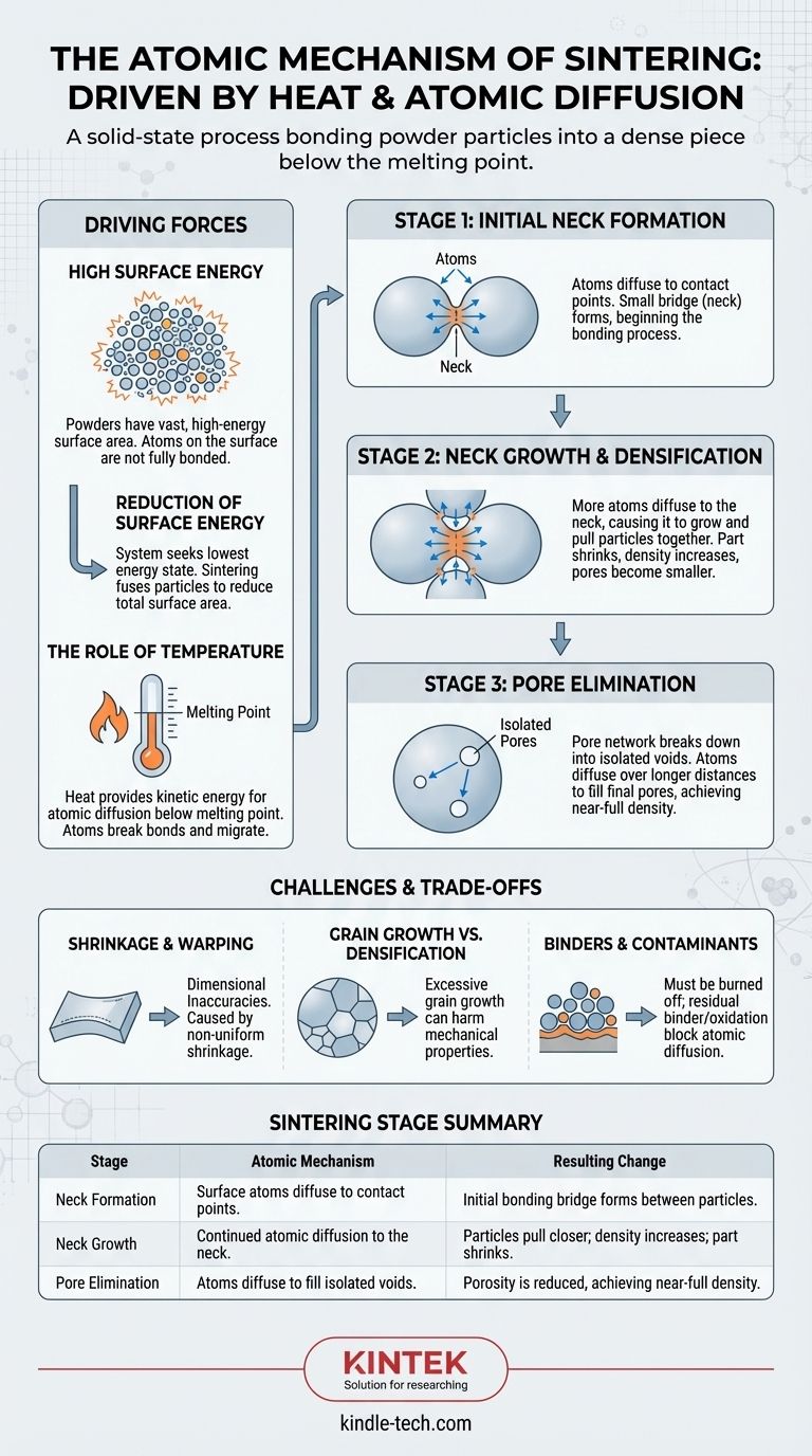 Qual é o mecanismo atômico da sinterização? Um mergulho profundo no processo impulsionado pela difusão Guia Visual