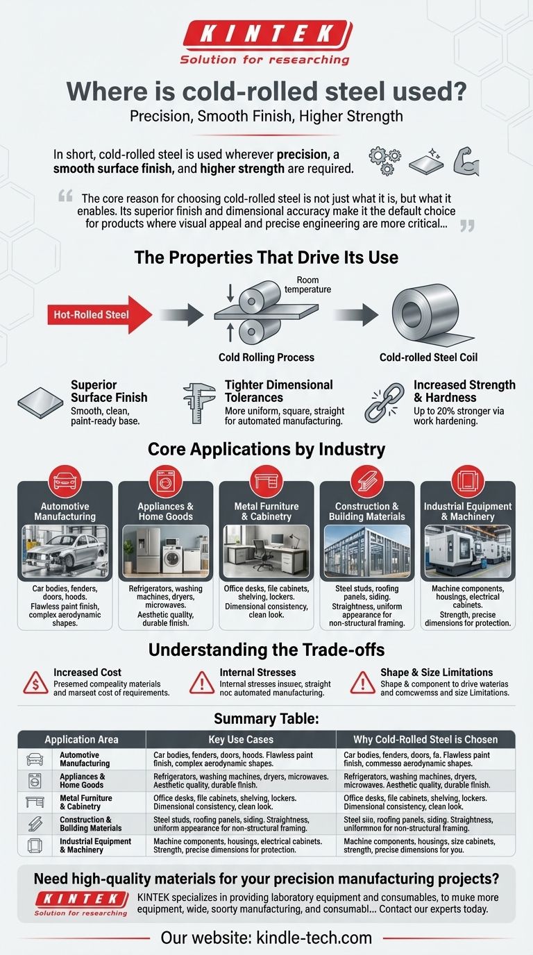 أين يُستخدم الفولاذ المدلفن على البارد؟ تطبيقات من السيارات إلى الأجهزة المنزلية دليل مرئي