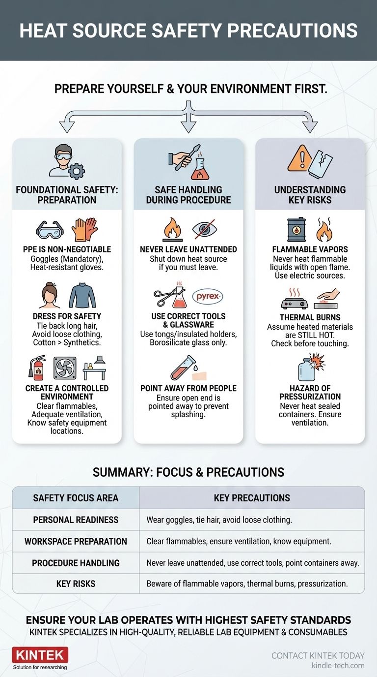 ما هي احتياطات السلامة التي يجب عليك استخدامها عند العمل بمصدر حرارة؟ إرشادات أساسية لبيئة معمل آمنة دليل مرئي