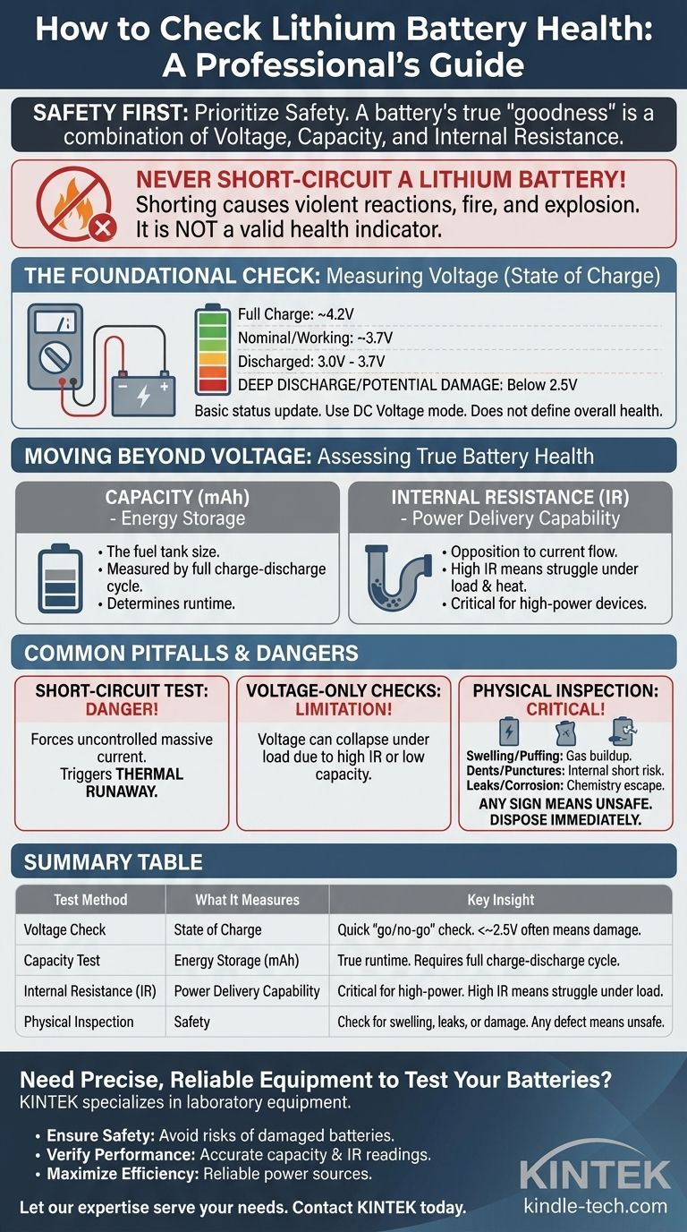 Comment vérifier si une batterie au lithium est en bon état ? Tester en toute sécurité la tension, la capacité et la résistance interne Guide Visuel