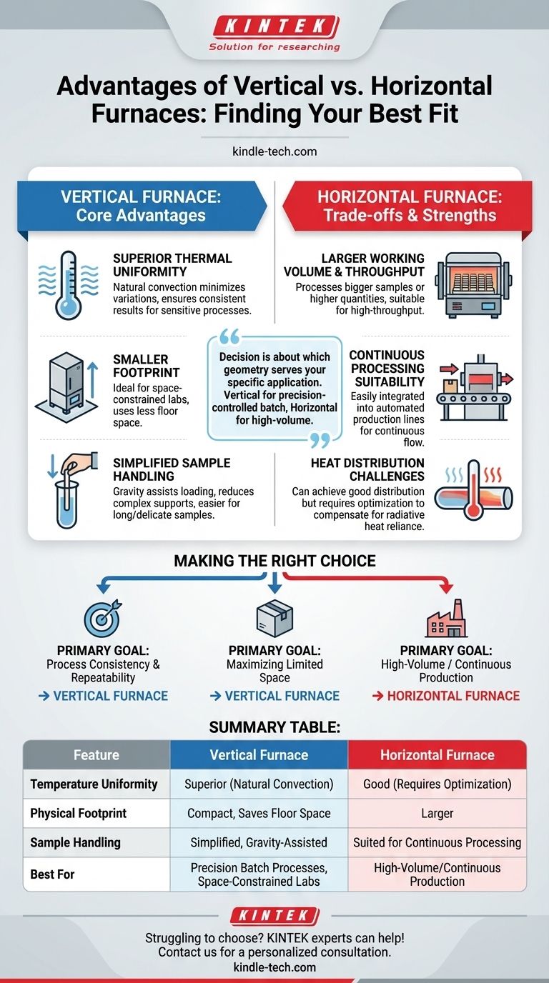 Quels sont les avantages d'un four vertical par rapport à un four horizontal ? Maximiser l'efficacité et l'espace du laboratoire Guide Visuel