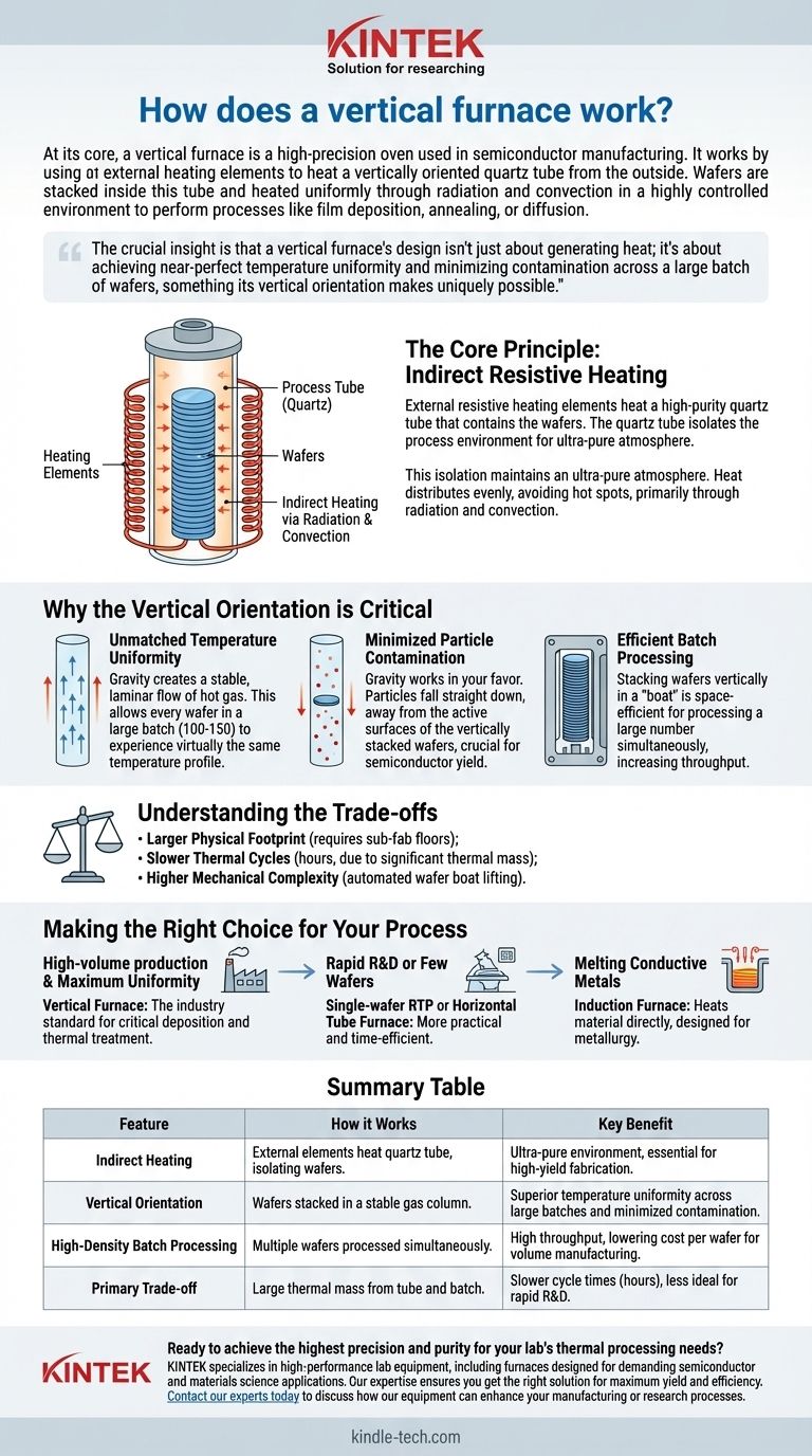 Como funciona um forno vertical? Obtenha Uniformidade Superior na Fabricação de Semicondutores Guia Visual