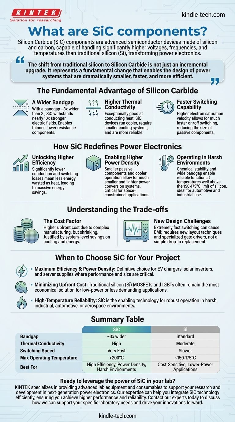 SiC 부품이란 무엇인가요? 우수한 효율성과 밀도로 전력 전자 장치를 혁신하세요 시각적 가이드