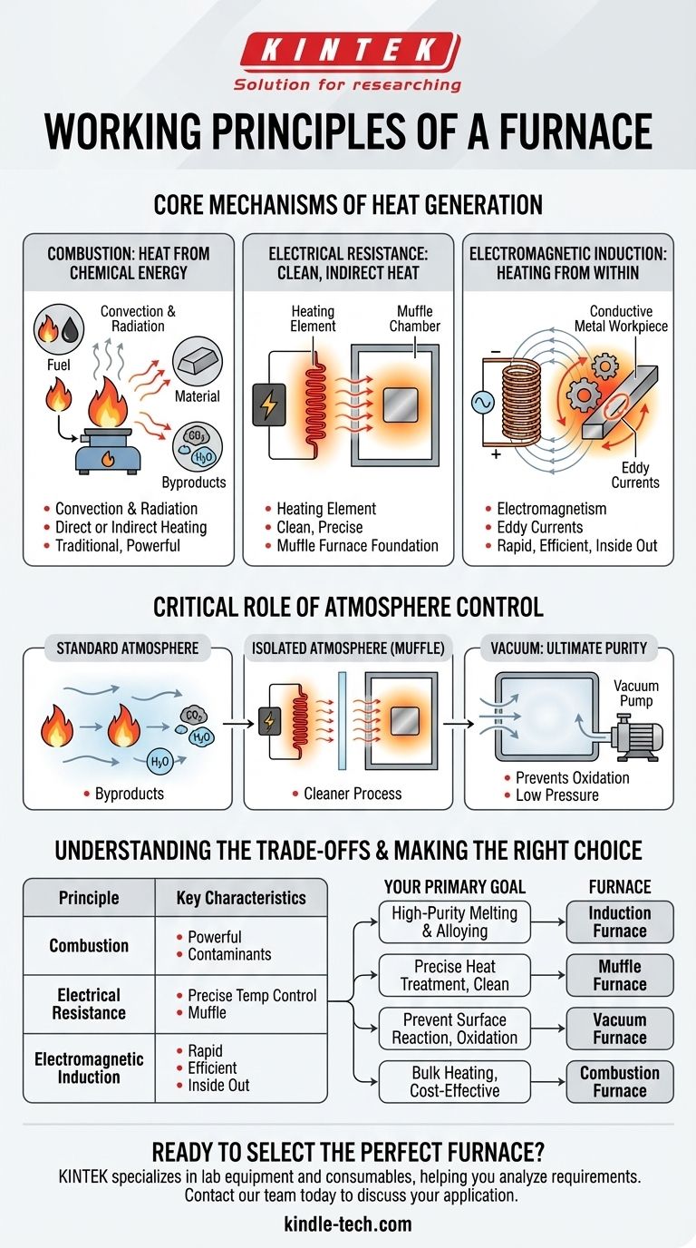 ¿Cuáles son los principios de funcionamiento de un horno? Una guía sobre la combustión, la resistencia y el calentamiento por inducción Guía Visual