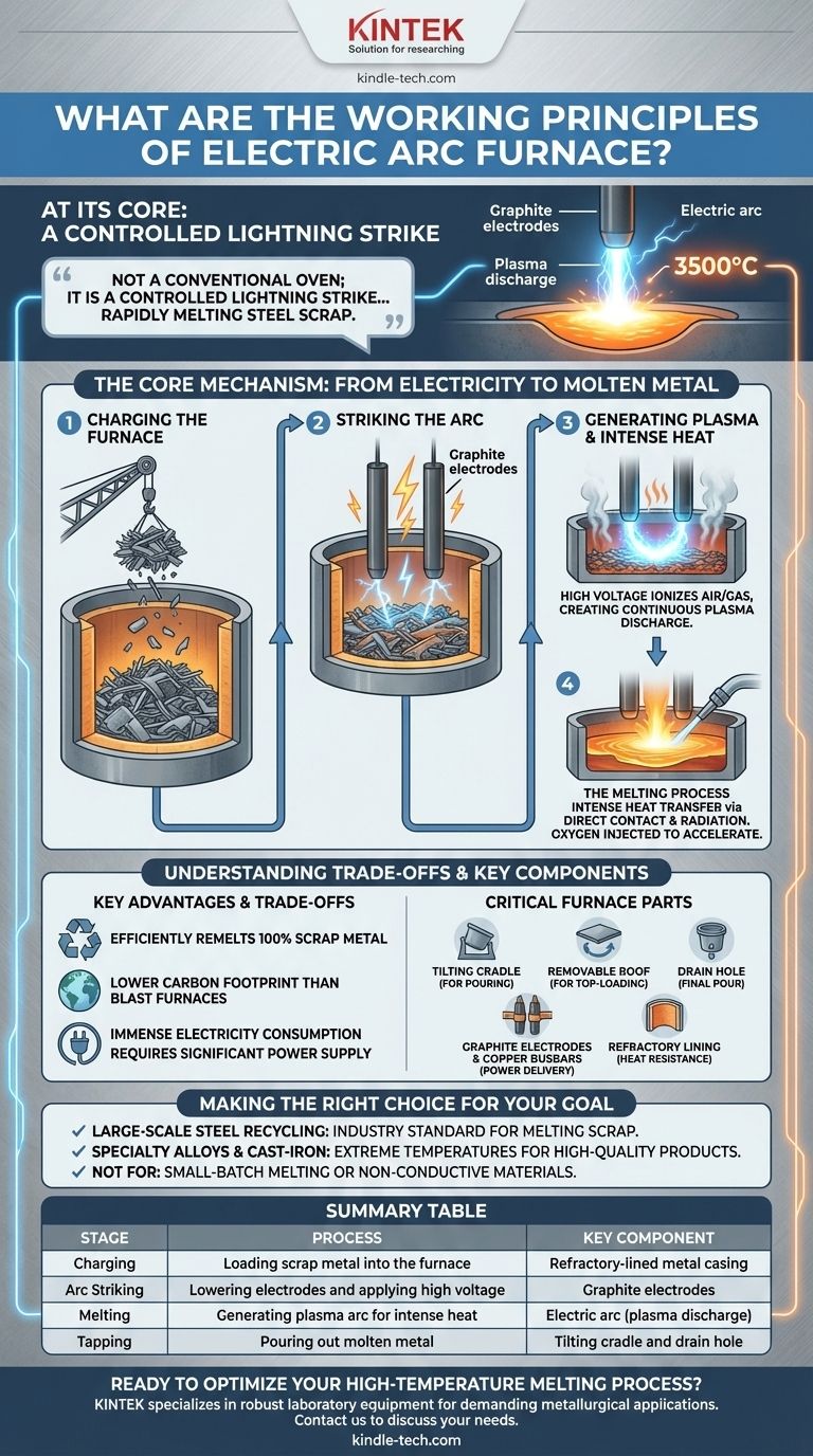 ما هي مبادئ عمل الفرن القوسي الكهربائي؟ تسخير قوة القوس الكهربائي للصهر في درجات حرارة عالية دليل مرئي