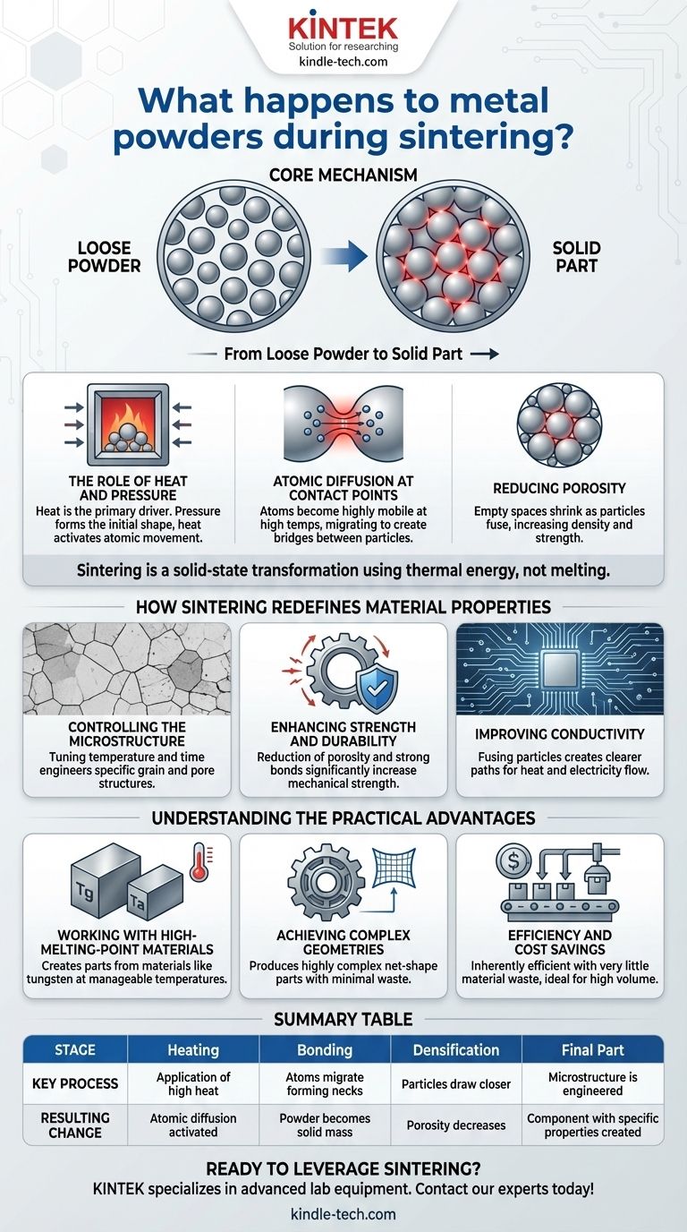Que se passe-t-il pour les poudres métalliques pendant le frittage ? Transformez la poudre en pièces métalliques durables et complexes Guide Visuel