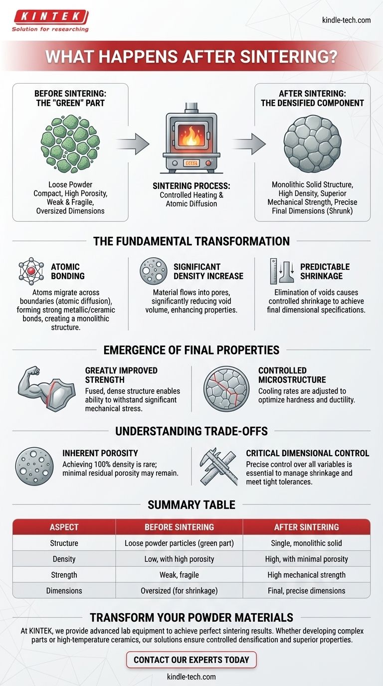 ماذا يحدث بعد التلبيد؟ التحول من المسحوق إلى مادة صلبة قوية وكثيفة دليل مرئي
