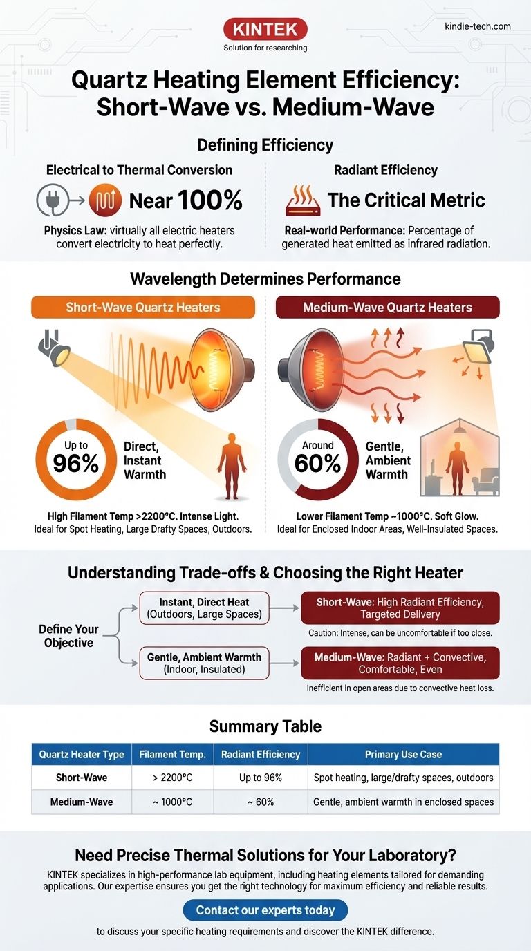 Насколько эффективен кварцевый нагревательный элемент? Достигайте до 96% лучистой эффективности для целенаправленного обогрева Визуальное руководство