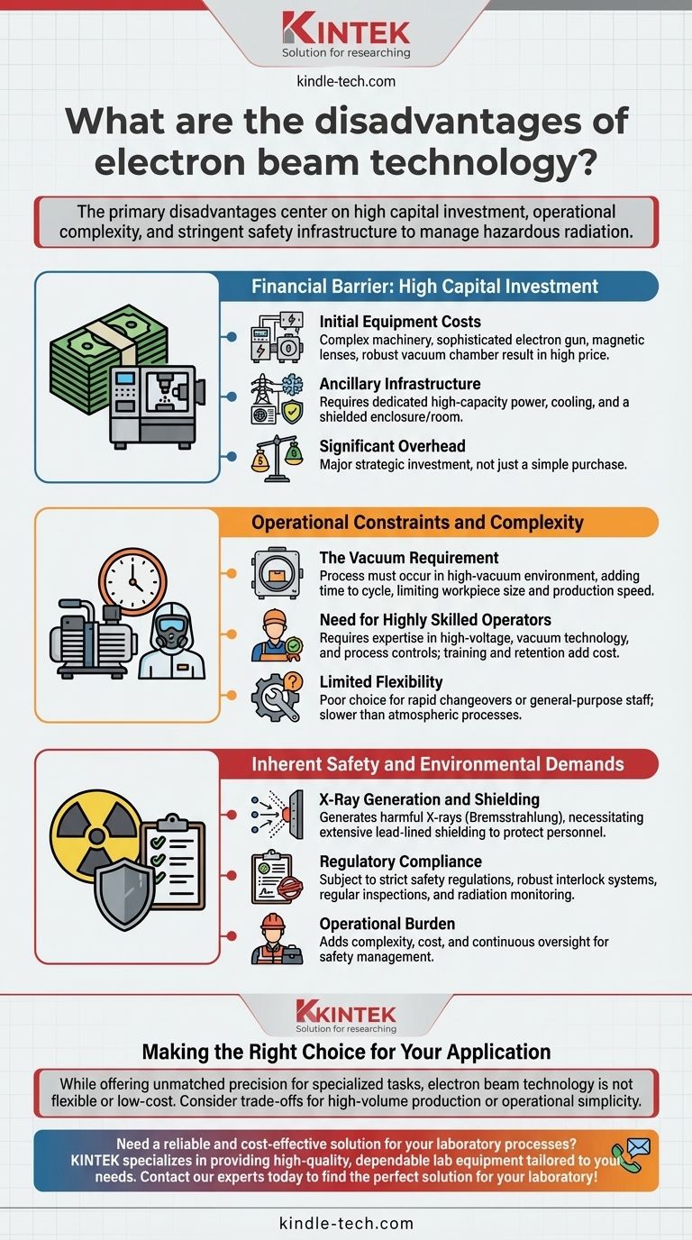 Quais são as desvantagens da tecnologia de feixe de elétrons? Altos custos, demandas operacionais e riscos de segurança Guia Visual