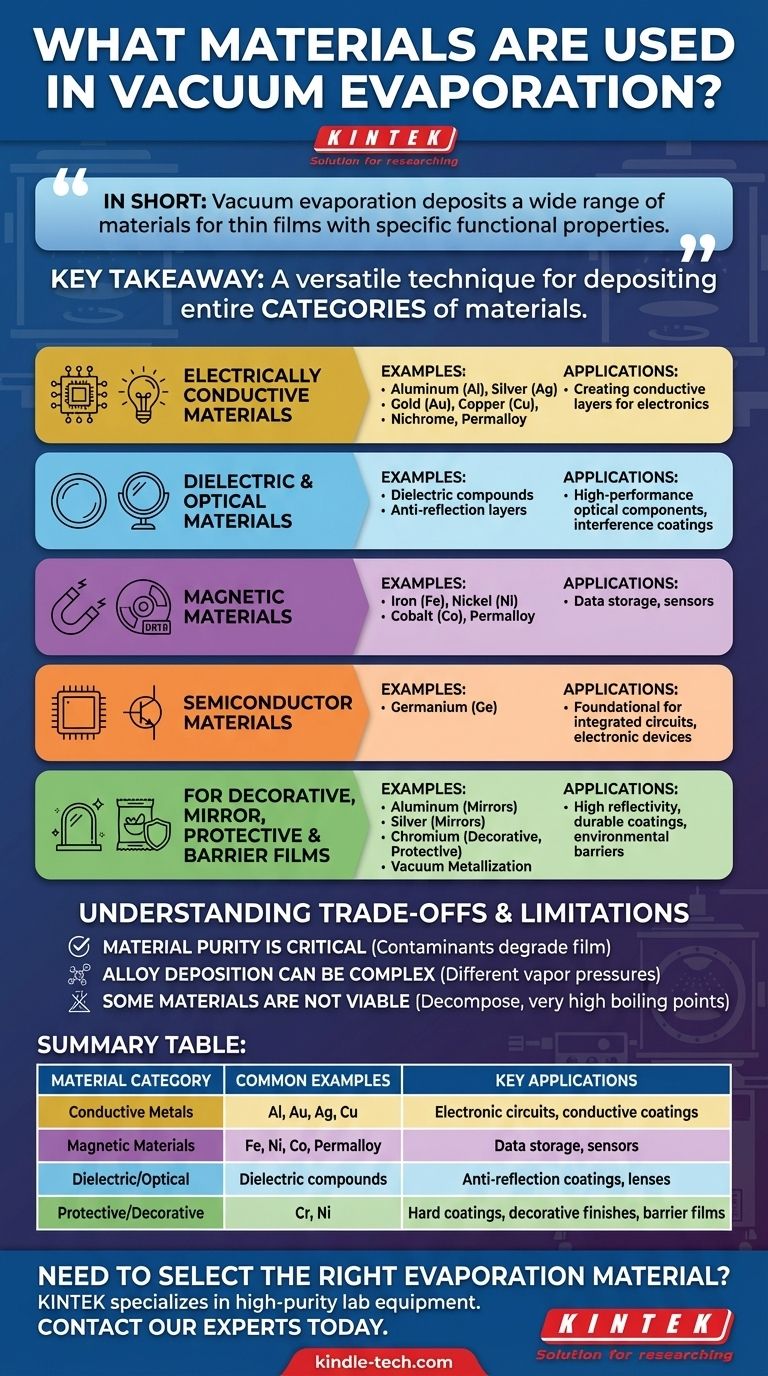 ¿Qué materiales se utilizan en la evaporación al vacío? Una guía de metales, aleaciones y dieléctricos Guía Visual